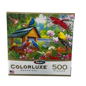 Colorluxe Rose Art 500-Piece Songbirds Puzzle Dinner Time By‎ Henry Petersen